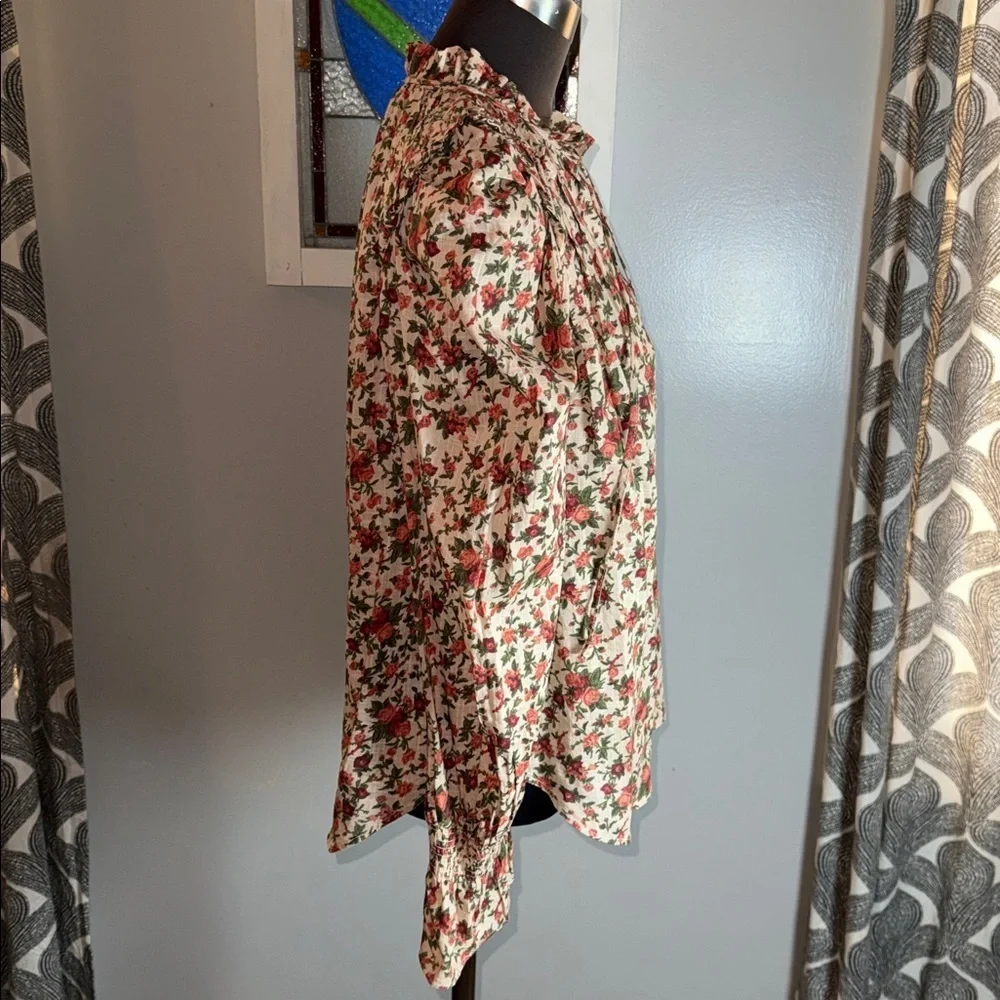 Free People Meant To Be floral puff sleeve blouse SZ S